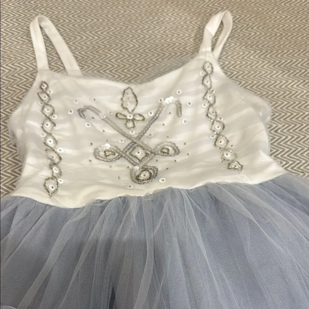 Pottery Barn Kids White and Blue Dance Costume Size 7-8